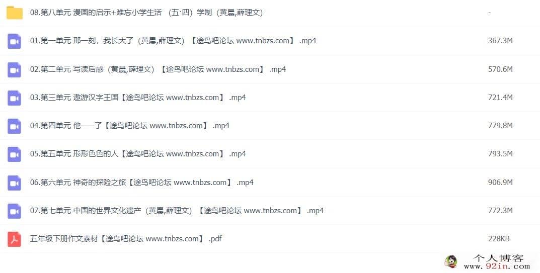 2020年春校内同步作文全解五年级下册8讲完结