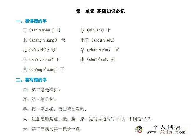 部编版1-6年级语文上册期末知识点汇总百度云下载