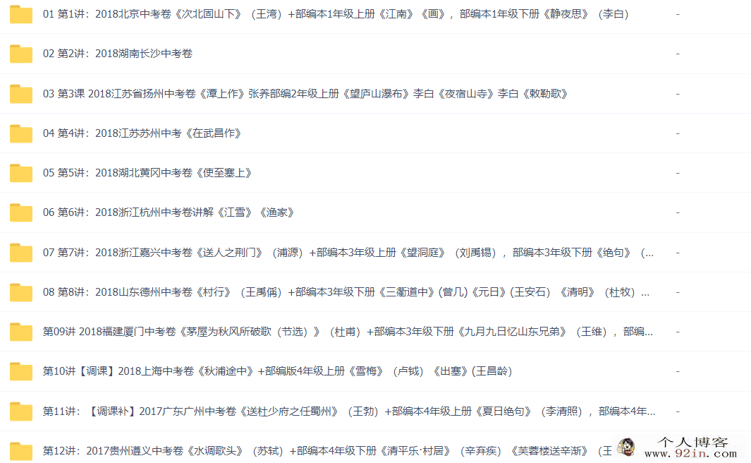 驴火歌王 绍鑫 中小学古诗词鉴赏一课通 48讲带讲义
