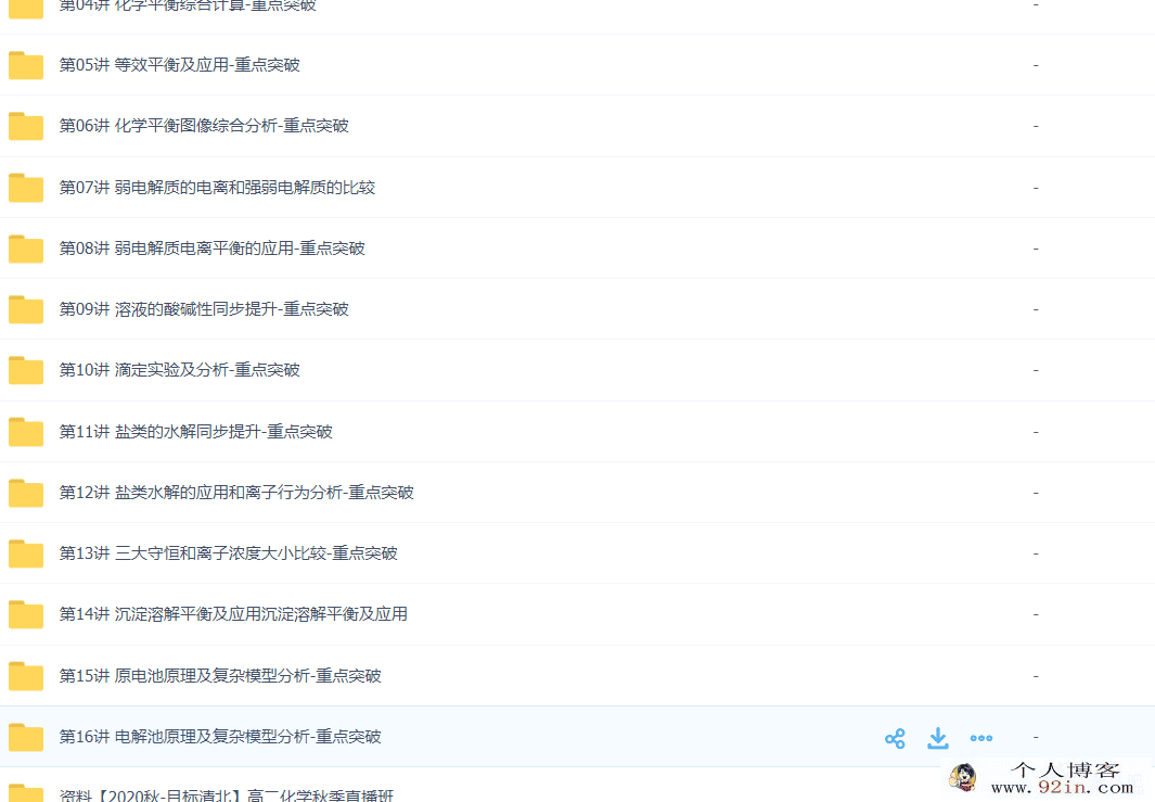 李炜 2020秋 高二化学目标清北秋季直播班 16讲带讲义完结