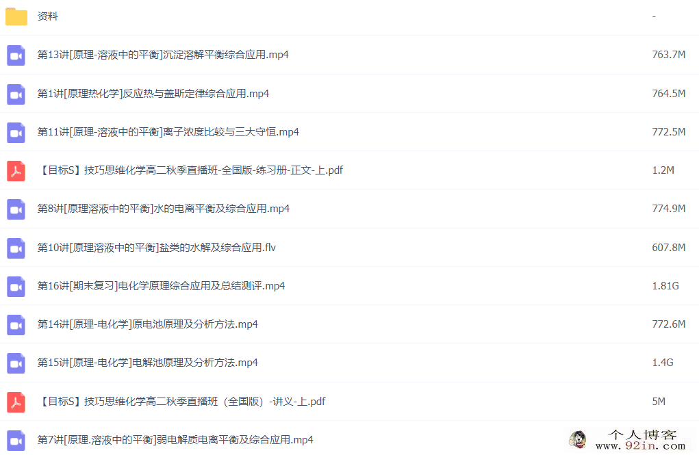 郑慎杰 2021秋 技巧思维化学新高二秋季班 16讲完结带讲义