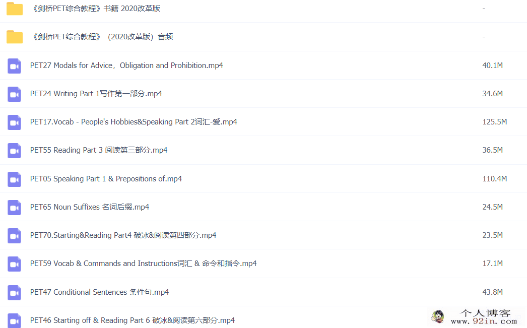 米粒妈学院-剑桥英语PET综合精讲课 75讲带讲义