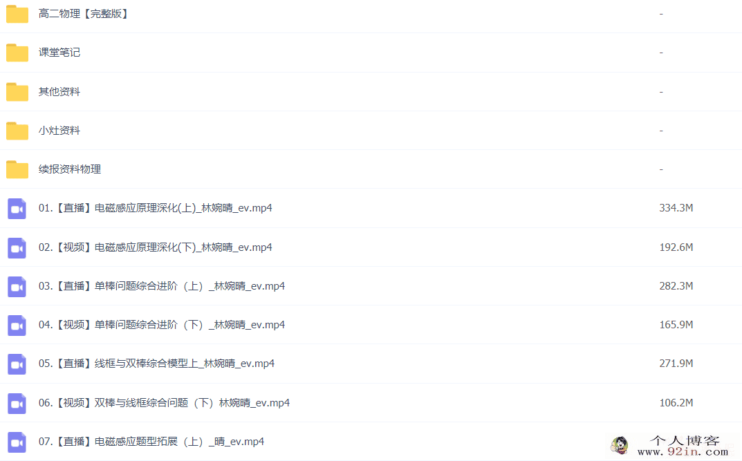 林婉晴 2022春季 高二物理春季尖端班更新25讲