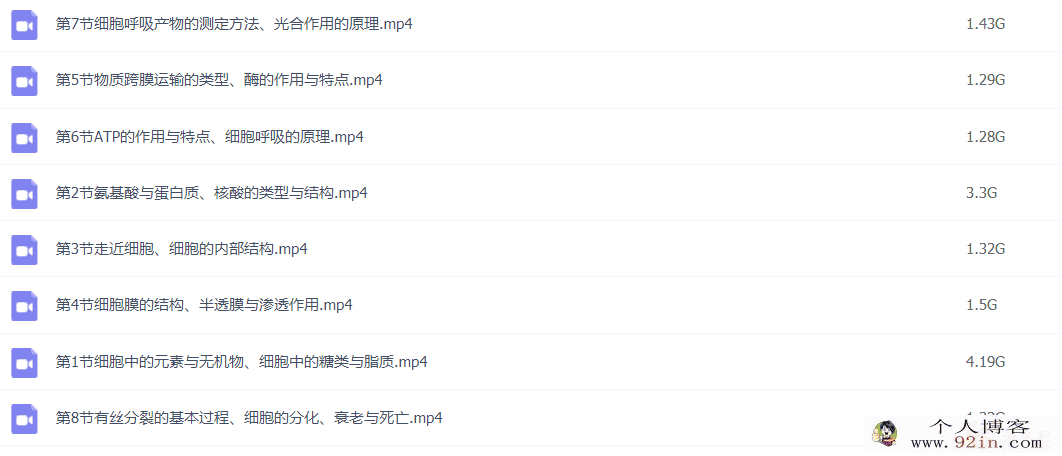 任春磊 2021暑期 高一生物暑假系统班 8讲完整版