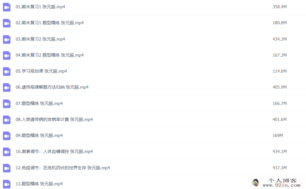张元振 2022暑 高二生物暑假A+班更新13讲百度网盘