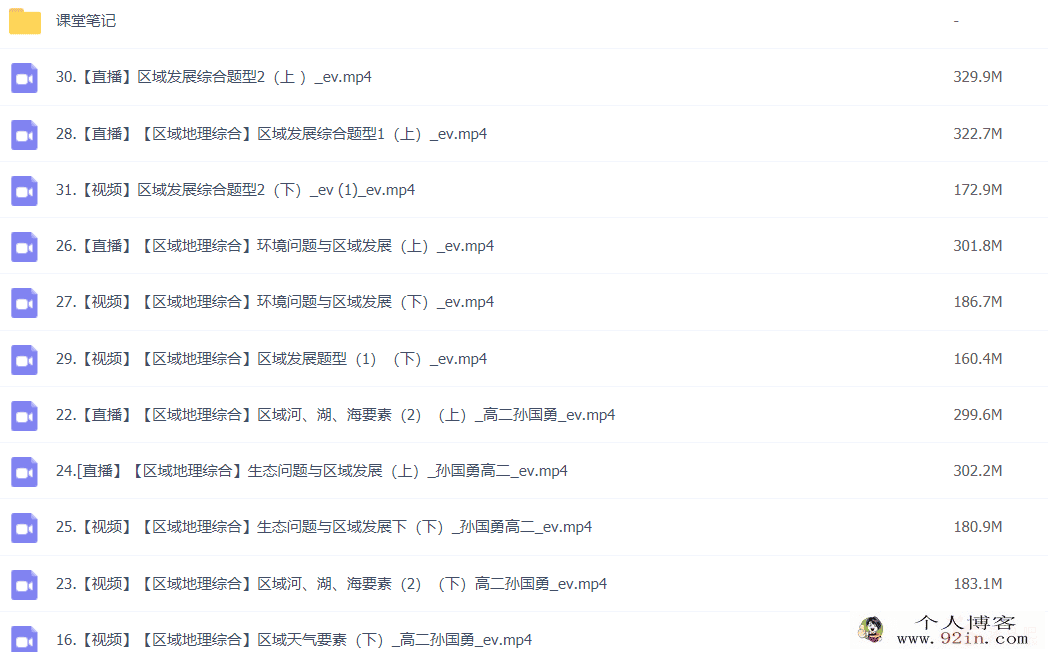 孙国勇 2022春 高二地理春季系统班 更新31讲完结