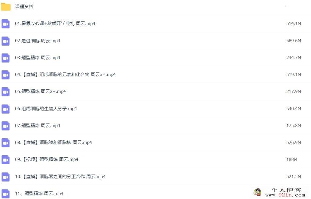 周云 2022秋 高一生物秋季尖端班更新19讲