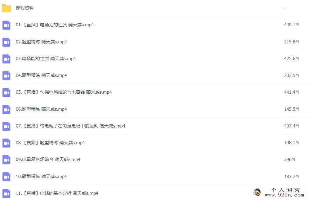 蔺天威 2022秋 高二物理秋季S班更新22讲
