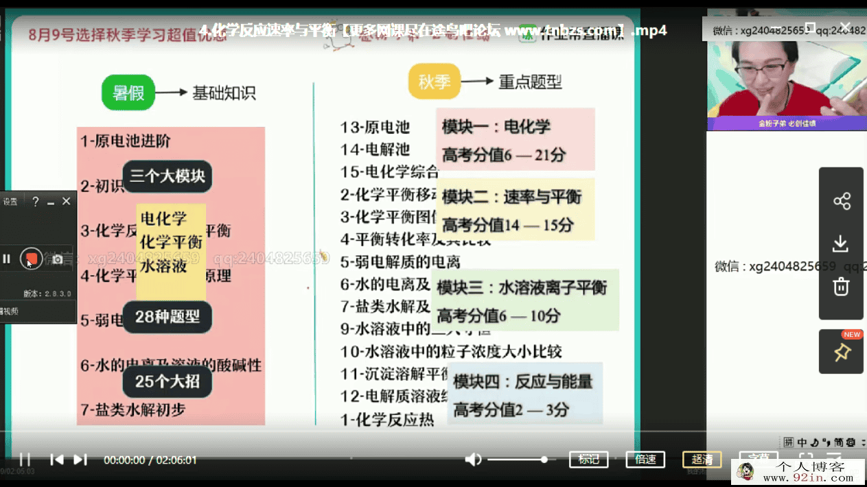 金淑俊 2020暑假班 高二化学暑假尖端班（7讲带讲义）百度...