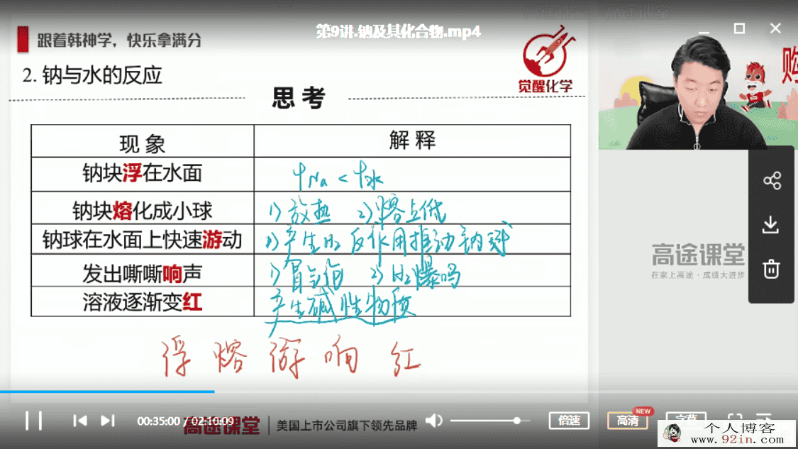 GT课堂 韩逸伦 2019年 高一化学秋季系统班（视频+讲义）百...