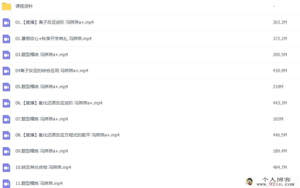 冯琳琳 2022秋 高一化学秋季尖端班更新18讲