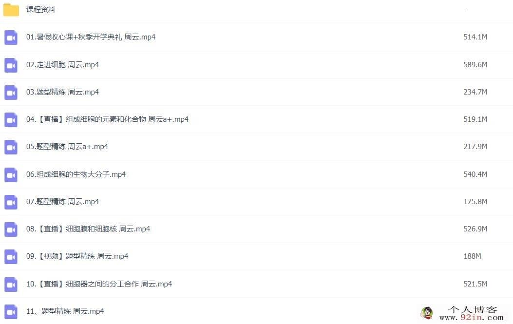 周云 2022秋 高一生物秋季尖端班更新25讲