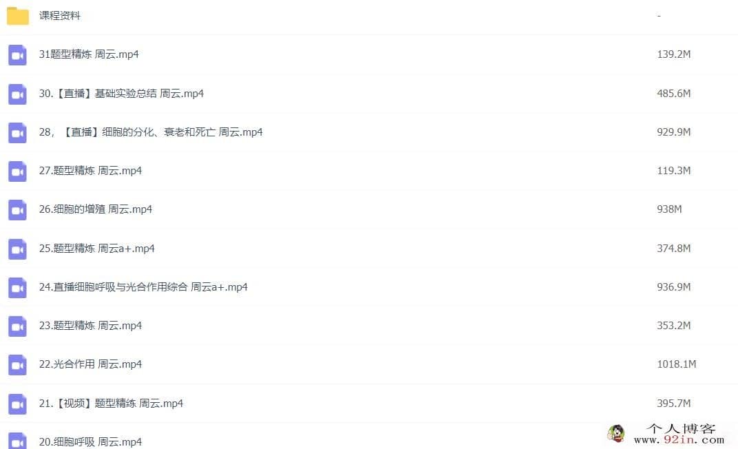 周云 2022秋 高一生物秋季尖端班更新31讲带讲义 百度网盘下载