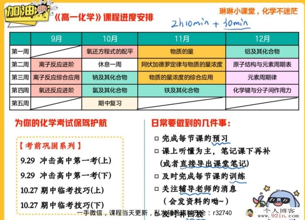 冯琳琳 2022秋 高一化学秋季尖端班更新31讲带讲义 百度网盘下载