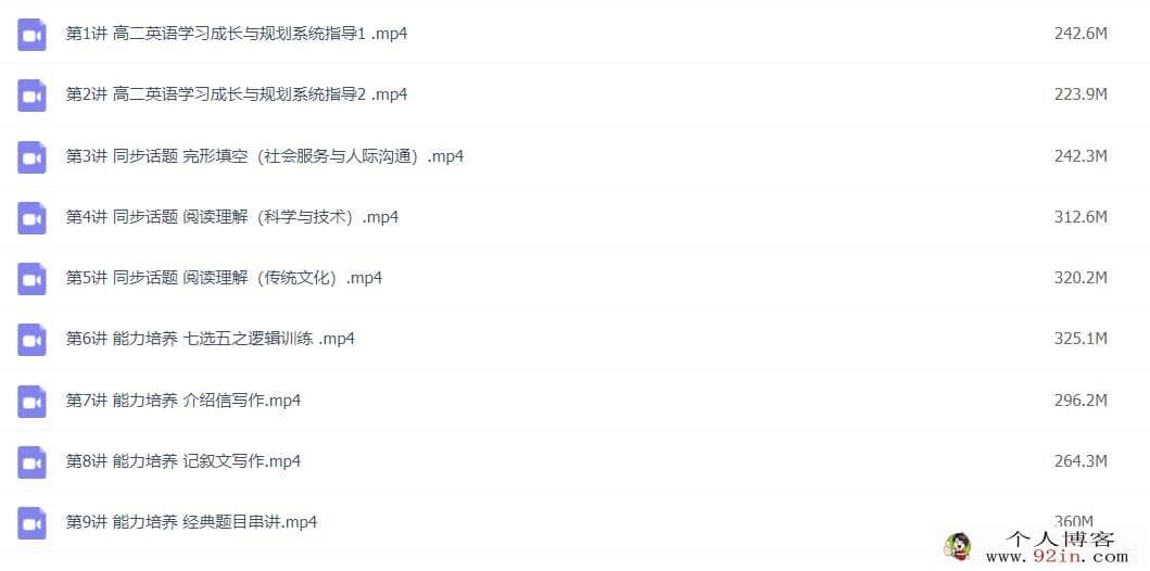王赞 2022暑 高二英语暑假系统班 9讲完结百度网盘下载