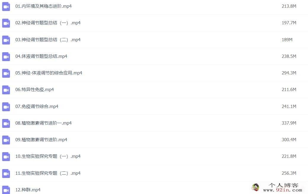 段瑞莹 2022秋 高二生物秋季系统班 15讲完结百度网盘分享