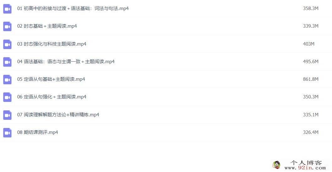 付轩屿 2022暑高一英语暑假班 8讲完结 百度网盘分享