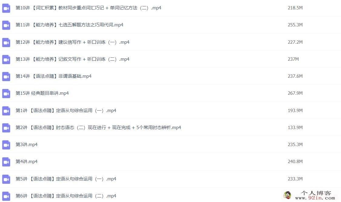 张冰瑶 2022秋 高一英语秋季系统班 15讲完结 百度网盘分享
