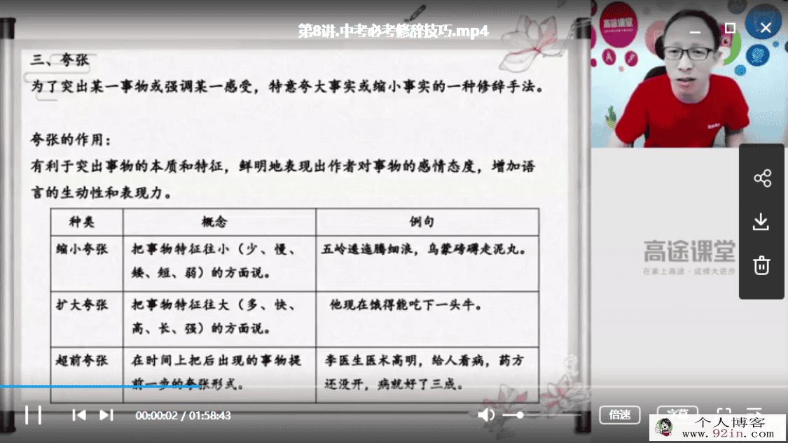 2019.高途课堂 初一语文 王先意 暑假百度云下载