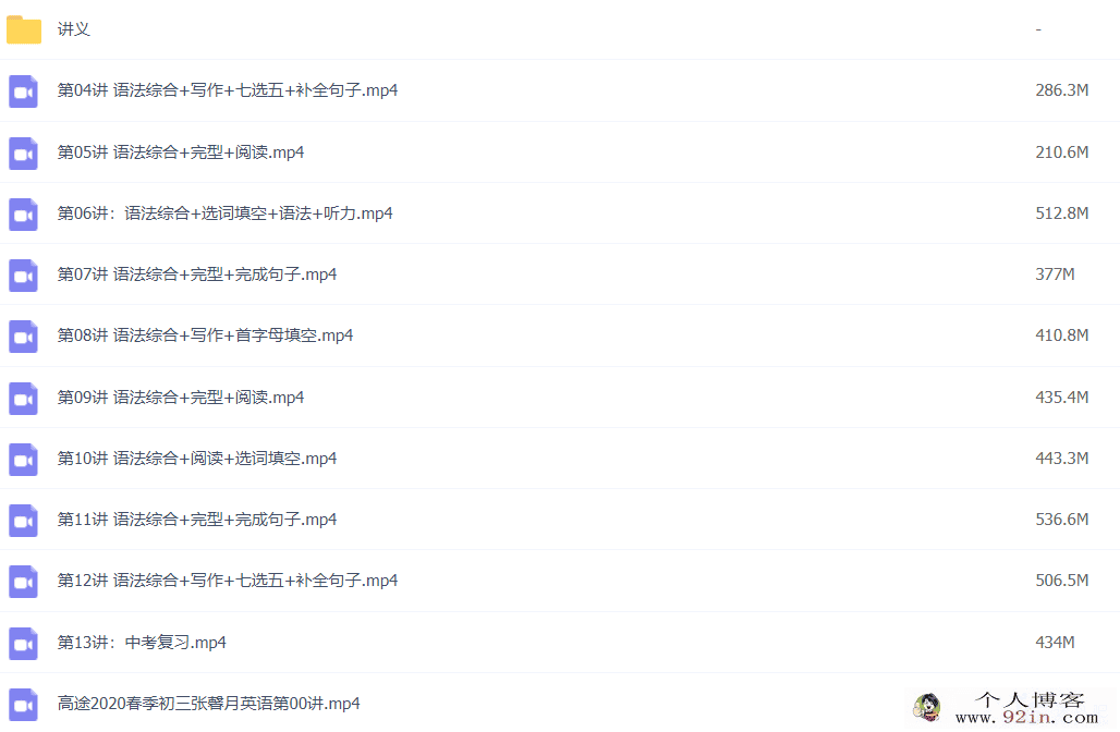 高途课堂张馨月 2020春季 初三英语春季系统班 13讲带讲义