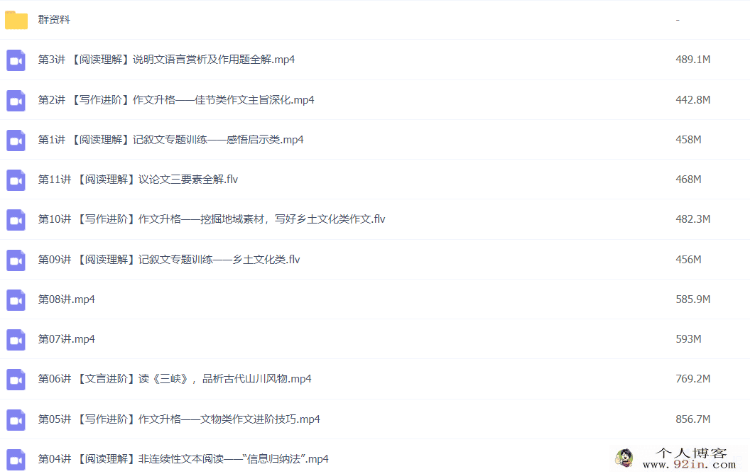 孙清珍 2021秋 初二语文阅读写作目标A+班 11讲带讲义