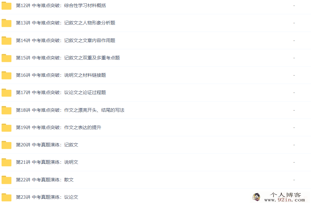 王帆中考二轮语文专题突破冲刺满分班16讲带讲义
