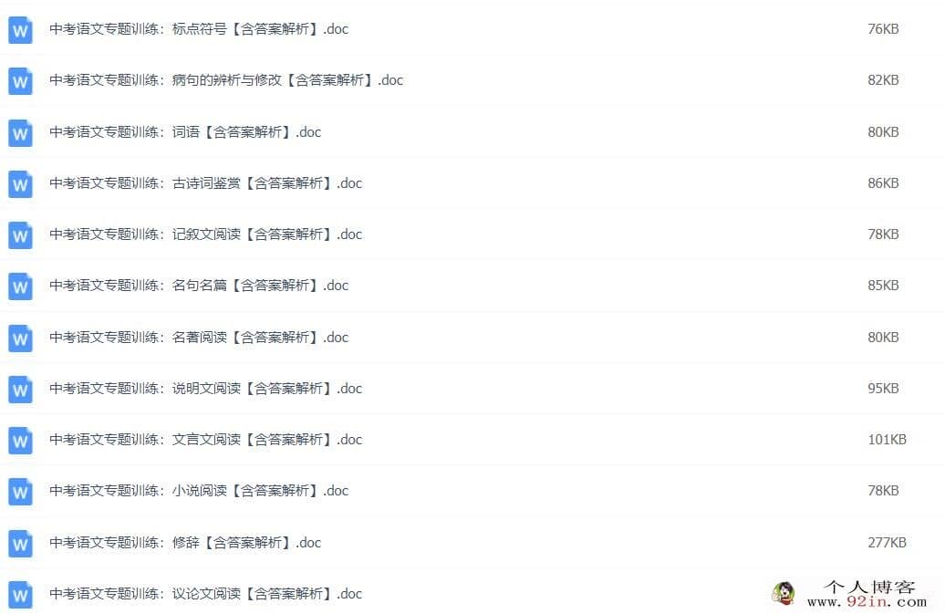 中考语文专题训练古诗词鉴赏名篇48份含答案解析
