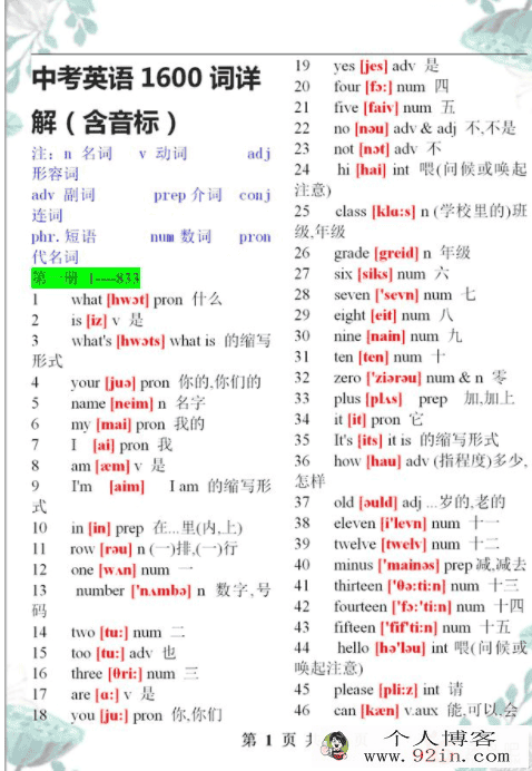 初中英语词汇1600(详解)wor**百度云下载