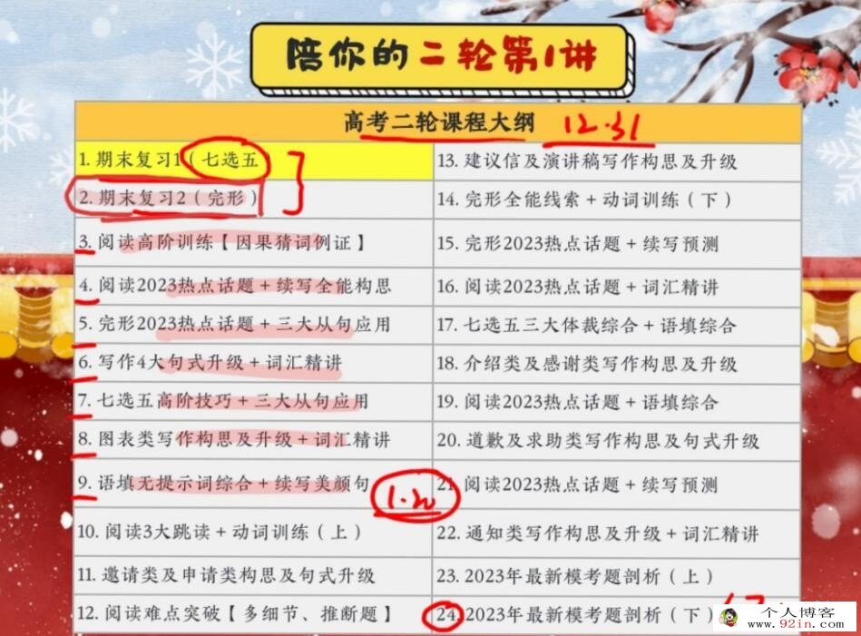 李博恩2023年高考英语A+二轮复习寒春联报 寒假班更新4讲 百度网盘分享