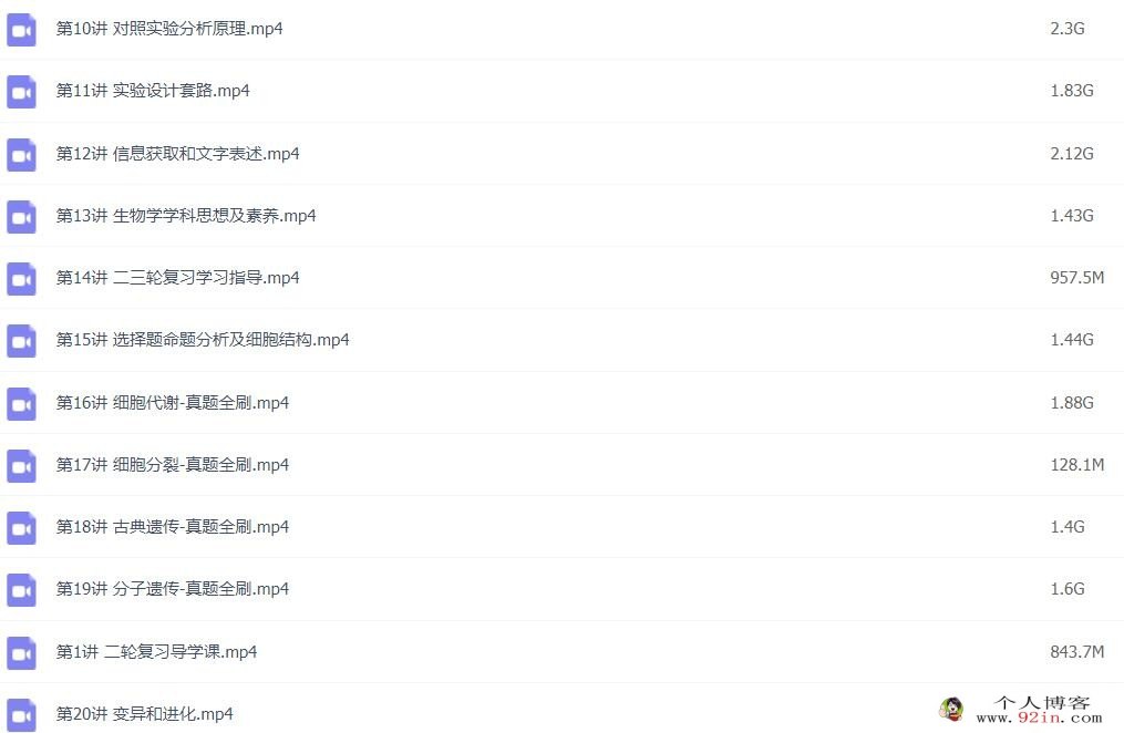 李林2023年高考生物二轮复习寒春联报 二轮直播课更新22讲 录播课更新13讲 百度网盘下载