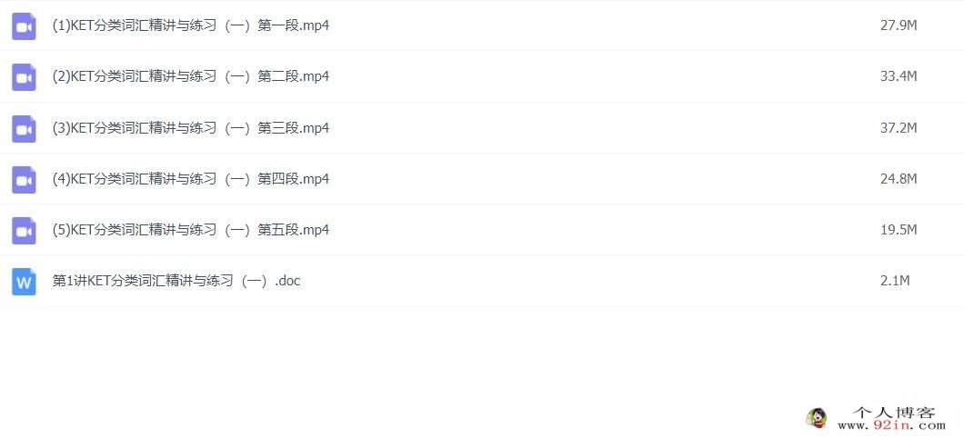 小学英语考试系列——KET高频词汇突破班 共6讲完结百度网盘分享