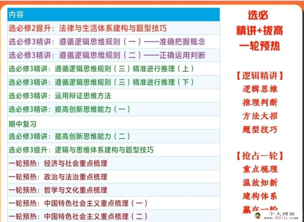 秦琳2023春 高二政治春季尖端班 更新12讲百度网盘分享
