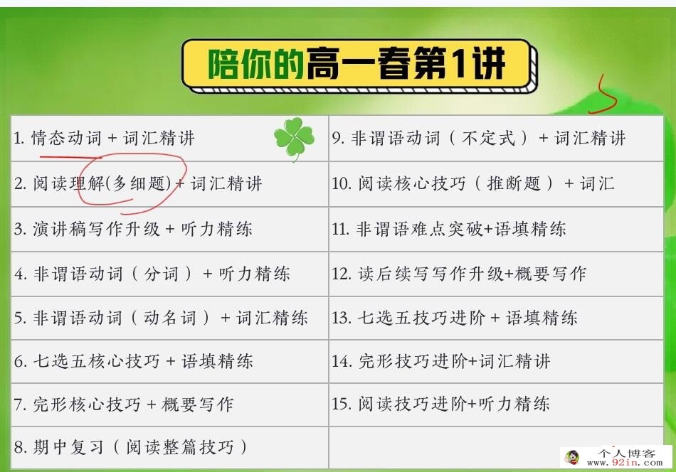 张亮2023春 高一英语春季冲顶班 更新18讲 百度网盘分享