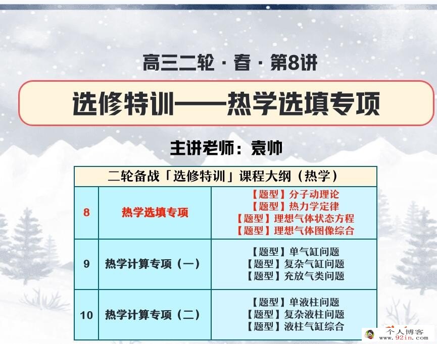 袁帅2023年高考物理S二轮复习寒春联报春季班更新20讲 百度网盘下载